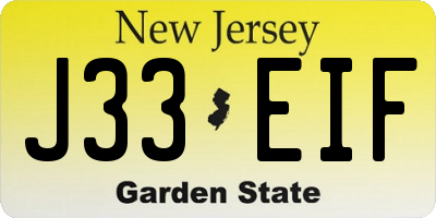 NJ license plate J33EIF