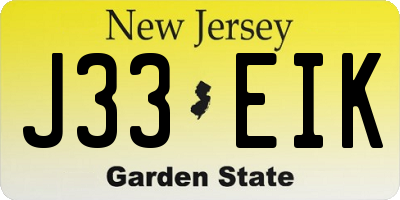 NJ license plate J33EIK