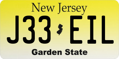 NJ license plate J33EIL