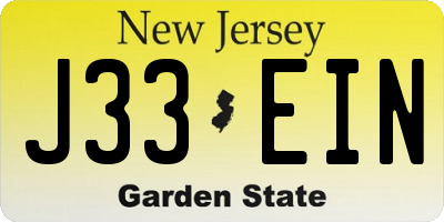 NJ license plate J33EIN