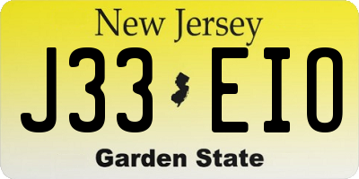 NJ license plate J33EIO