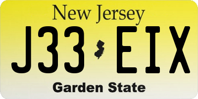 NJ license plate J33EIX