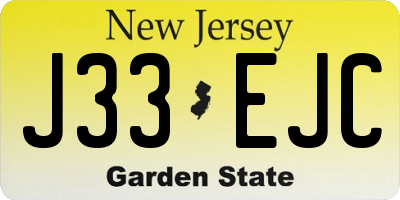 NJ license plate J33EJC
