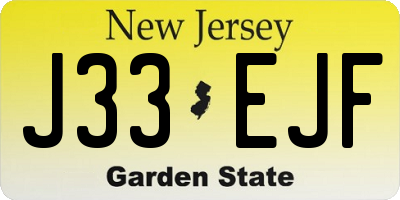 NJ license plate J33EJF