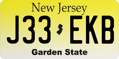 NJ license plate J33EKB