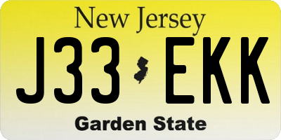 NJ license plate J33EKK