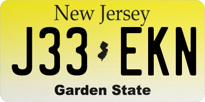 NJ license plate J33EKN