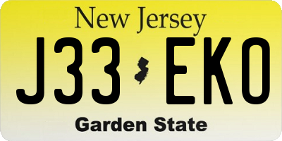 NJ license plate J33EKO