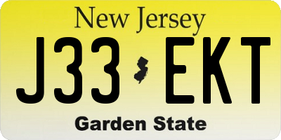 NJ license plate J33EKT