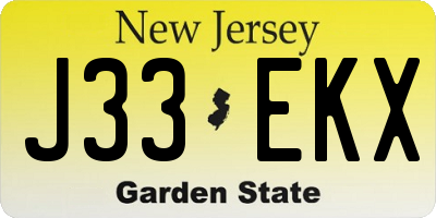 NJ license plate J33EKX