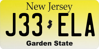 NJ license plate J33ELA