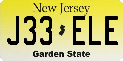 NJ license plate J33ELE