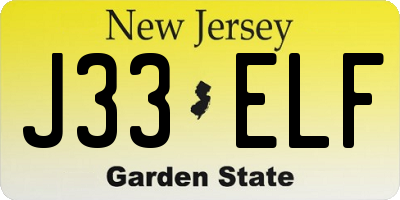 NJ license plate J33ELF