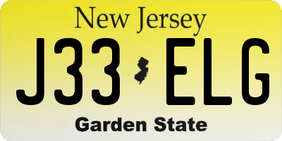 NJ license plate J33ELG