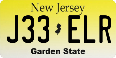 NJ license plate J33ELR