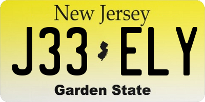 NJ license plate J33ELY