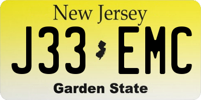 NJ license plate J33EMC