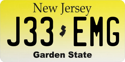 NJ license plate J33EMG