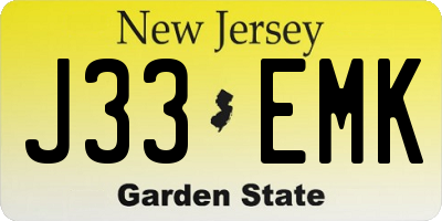NJ license plate J33EMK