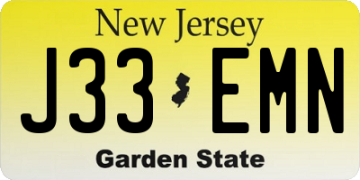 NJ license plate J33EMN