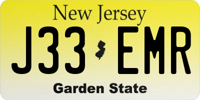 NJ license plate J33EMR
