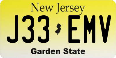 NJ license plate J33EMV