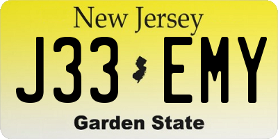 NJ license plate J33EMY
