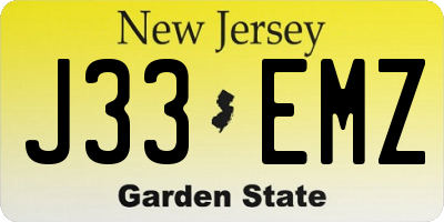 NJ license plate J33EMZ