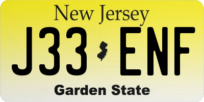 NJ license plate J33ENF