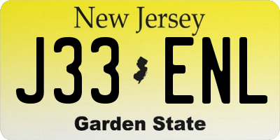 NJ license plate J33ENL