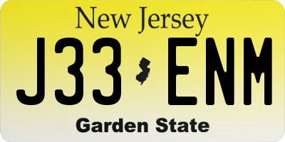 NJ license plate J33ENM