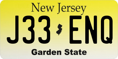 NJ license plate J33ENQ