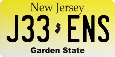 NJ license plate J33ENS