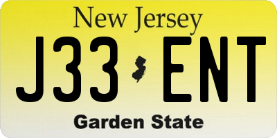 NJ license plate J33ENT