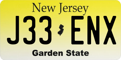 NJ license plate J33ENX