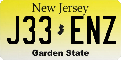 NJ license plate J33ENZ