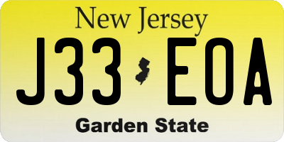 NJ license plate J33EOA