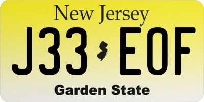 NJ license plate J33EOF