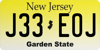 NJ license plate J33EOJ