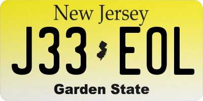 NJ license plate J33EOL
