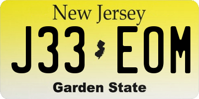 NJ license plate J33EOM
