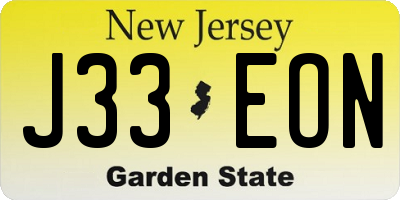 NJ license plate J33EON