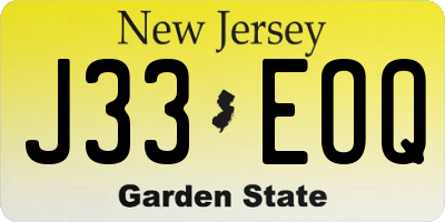 NJ license plate J33EOQ