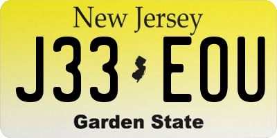NJ license plate J33EOU
