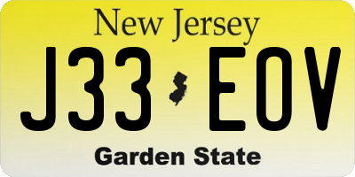 NJ license plate J33EOV