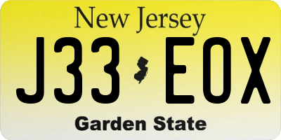 NJ license plate J33EOX