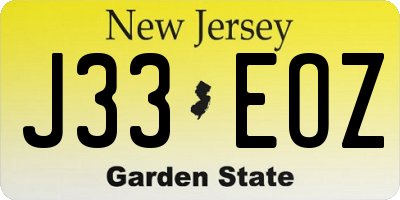 NJ license plate J33EOZ