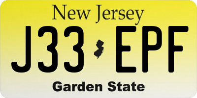 NJ license plate J33EPF