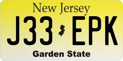 NJ license plate J33EPK