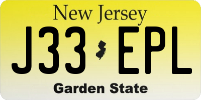 NJ license plate J33EPL
